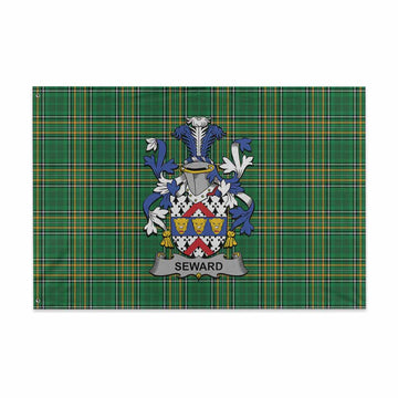 Seward Irish Clan Tartan House Flag with Coat of Arms