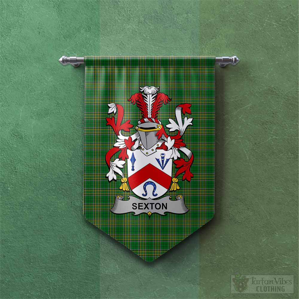 Sexton Irish Clan Tartan Gonfalon, Tartan Banner with Coat of Arms Chevron - Tartan Vibes Clothing