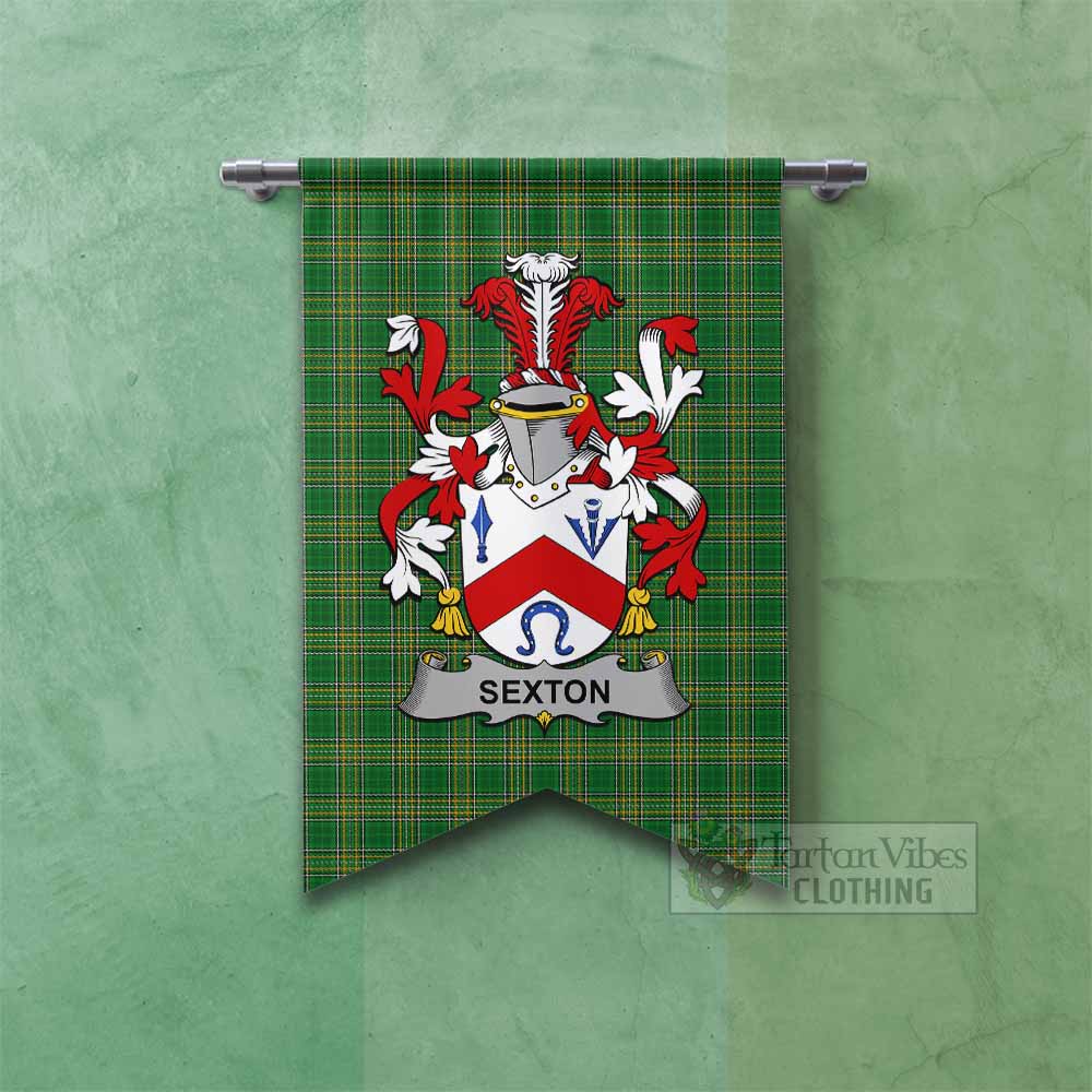 Sexton Irish Clan Tartan Gonfalon, Tartan Banner with Coat of Arms Fishtail - Tartan Vibes Clothing