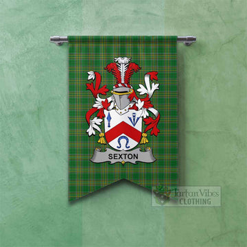 Sexton Irish Clan Tartan Gonfalon, Tartan Banner with Coat of Arms