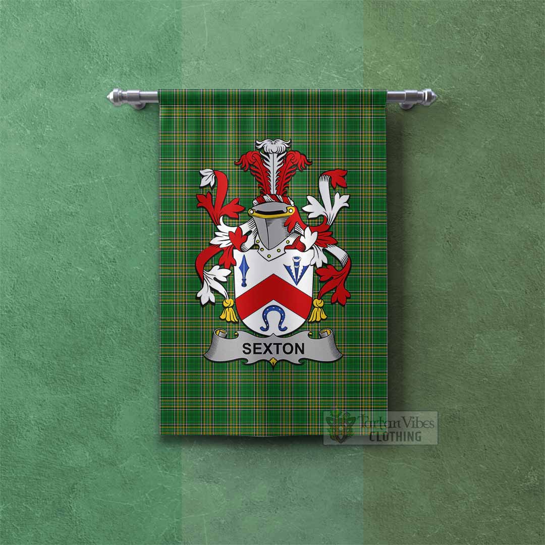 Sexton Irish Clan Tartan Gonfalon, Tartan Banner with Coat of Arms Rectangle - Tartan Vibes Clothing