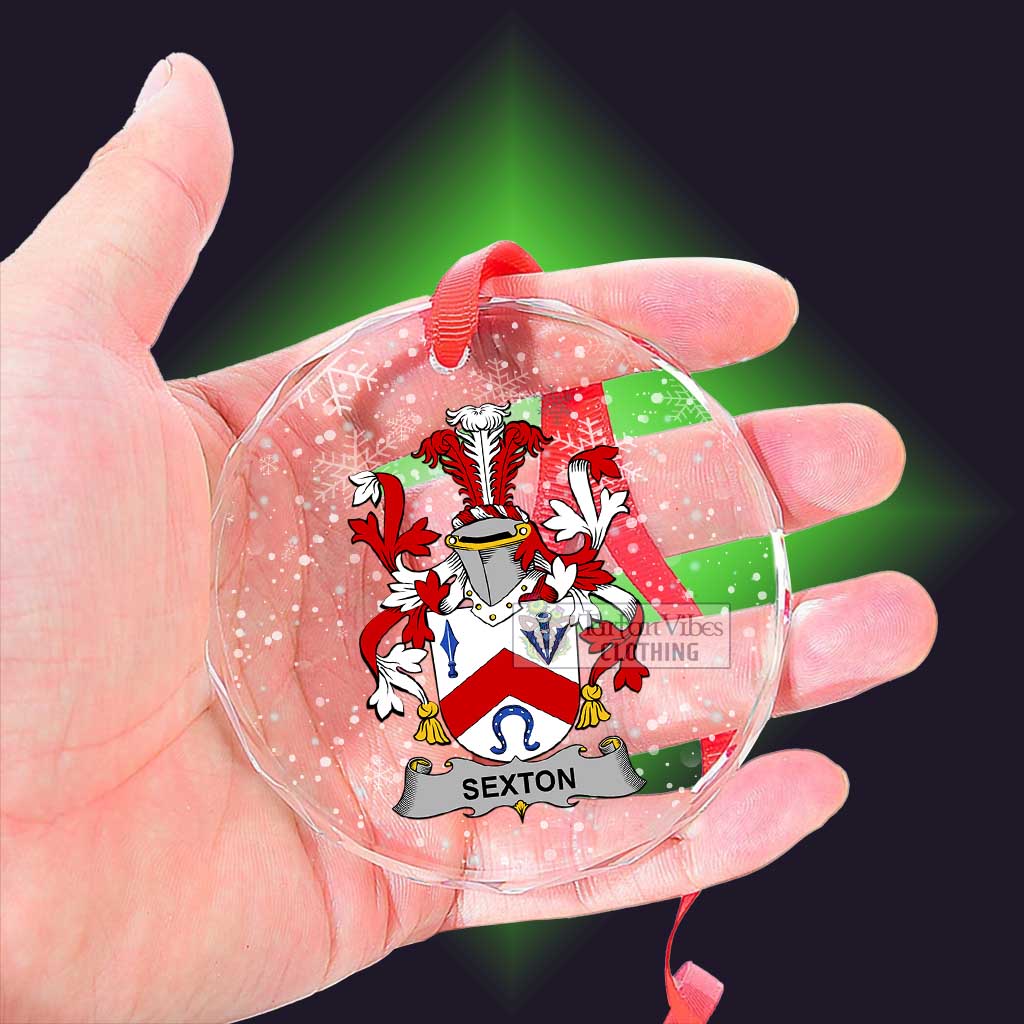 Sexton Irish Clan Christmas Glass Ornament with Coat of Arms - 2D-tartanvibesclothing