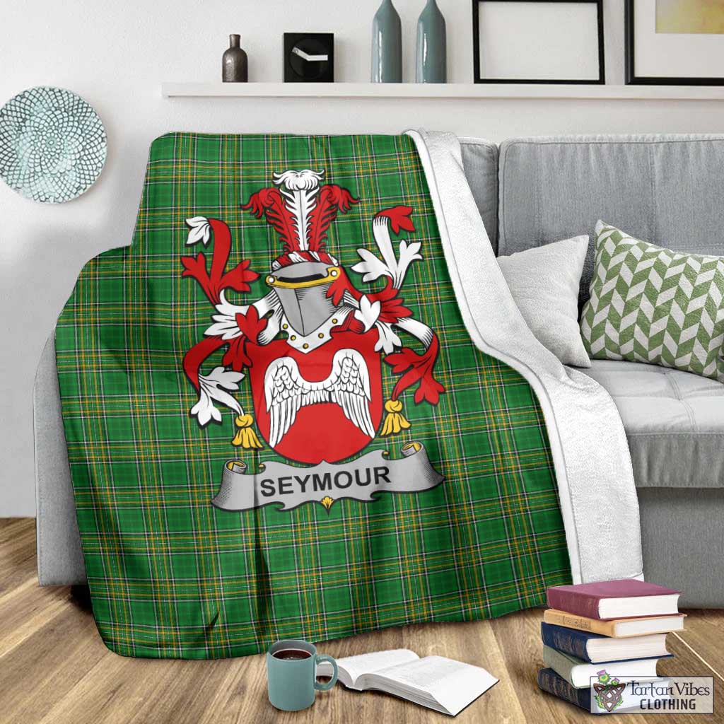 Seymour Irish Clan Tartan Blanket with Coat of Arms - Tartan Vibes Clothing