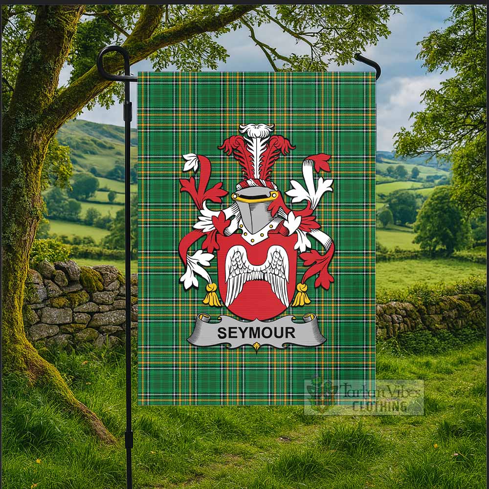 Seymour Irish Clan Tartan Flag with Coat of Arms