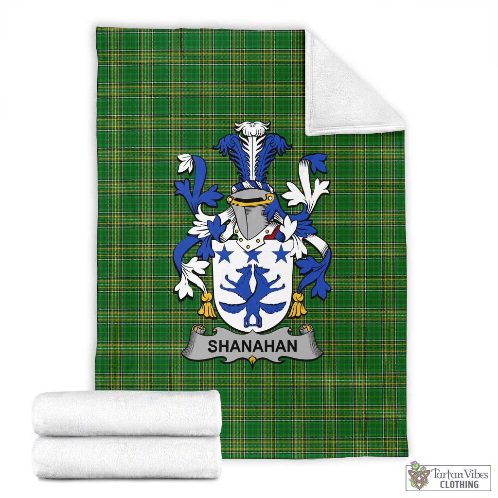 Shanahan Irish Clan Tartan Blanket with Coat of Arms X-Large 59 x 79 inches 150 x 200 cm - Tartan Vibes Clothing