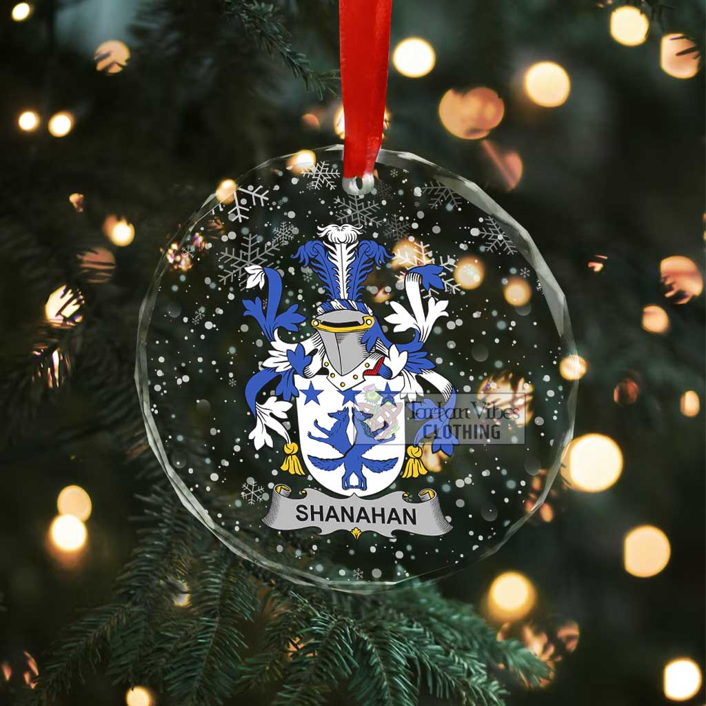 Shanahan Irish Clan Christmas Glass Ornament with Coat of Arms - 2D-tartanvibesclothing