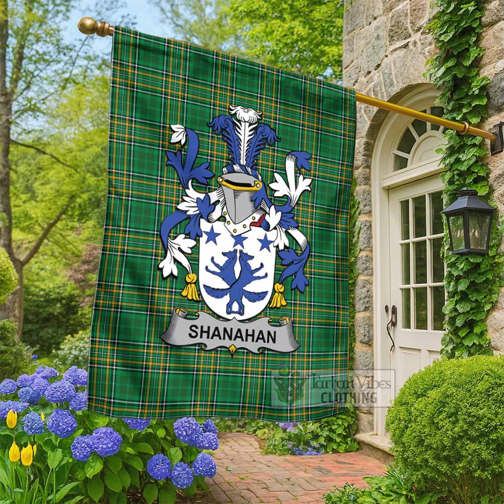 Shanahan Irish Clan Tartan Flag with Coat of Arms