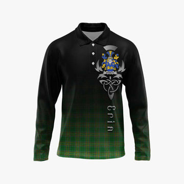 Tartan Vibes Clothing Shanley Irish Clan Long Sleeve Polo Shirt with Coat of Arms Erin Go Bragh Celtic Inspired