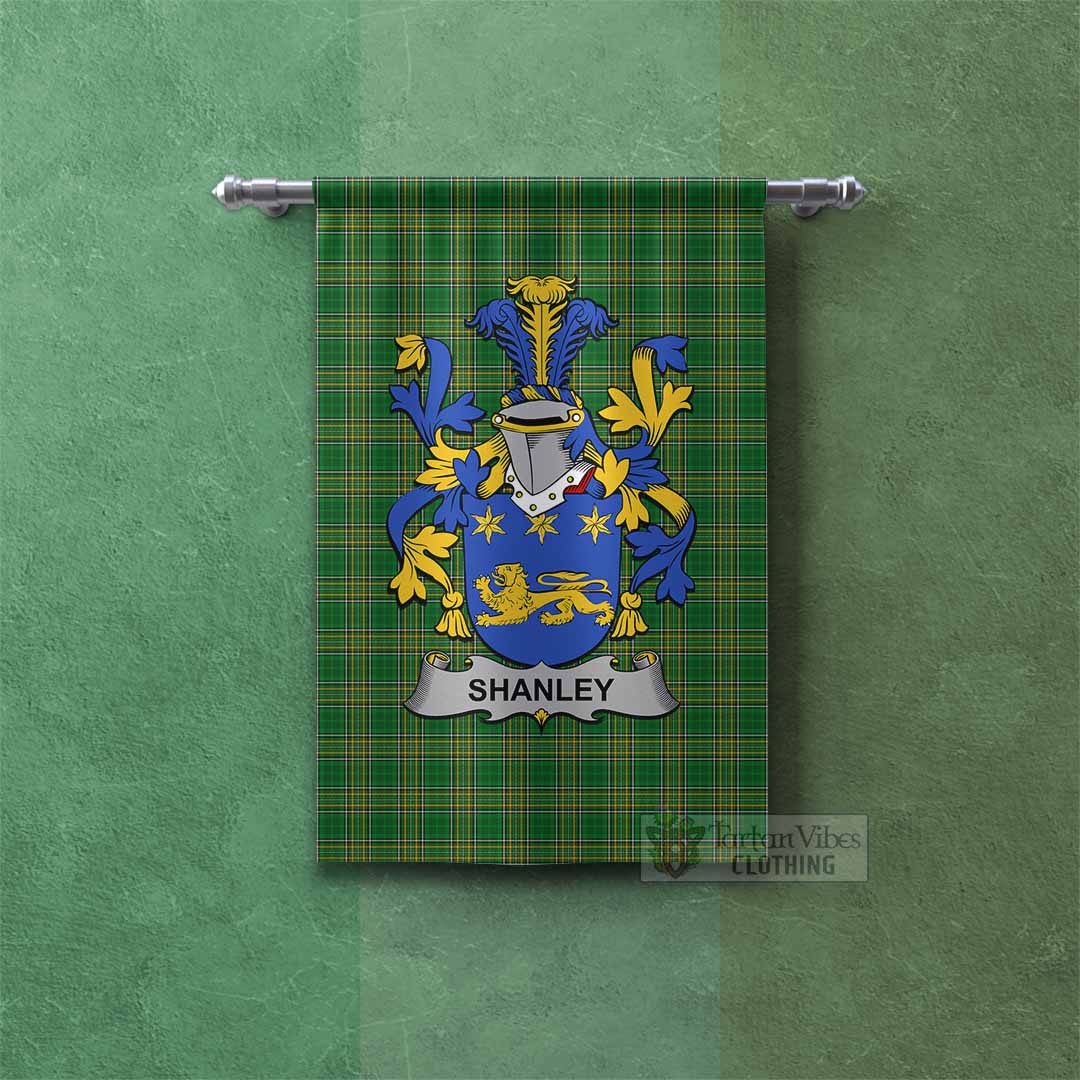 Tartan Vibes Clothing Shanley Irish Clan Tartan Gonfalon, Tartan Banner with Coat of Arms