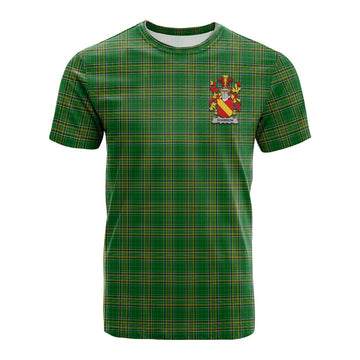 Tartan Vibes Clothing Shannon Irish Clan Tartan Cotton T-shirt with Coat of Arms