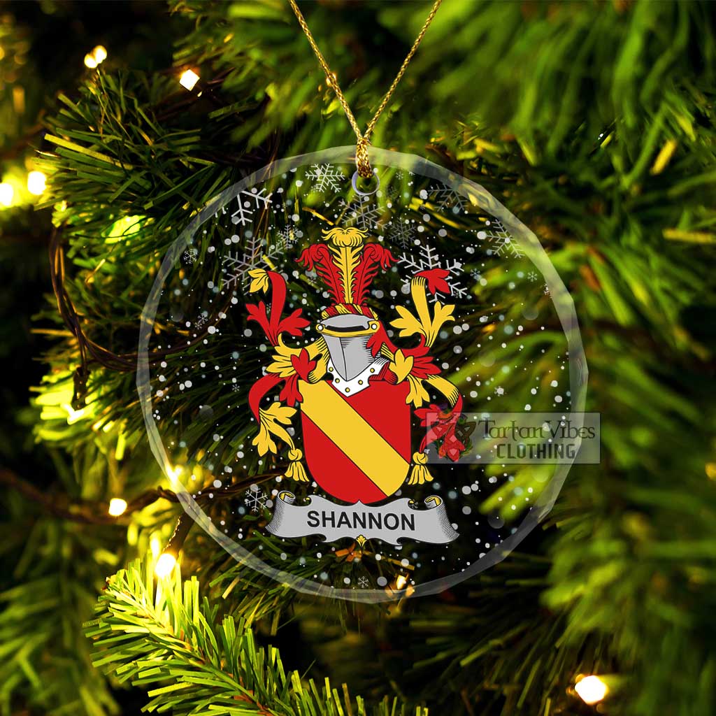 Tartan Vibes Clothing Shannon Irish Clan Christmas Glass Ornament with Coat of Arms