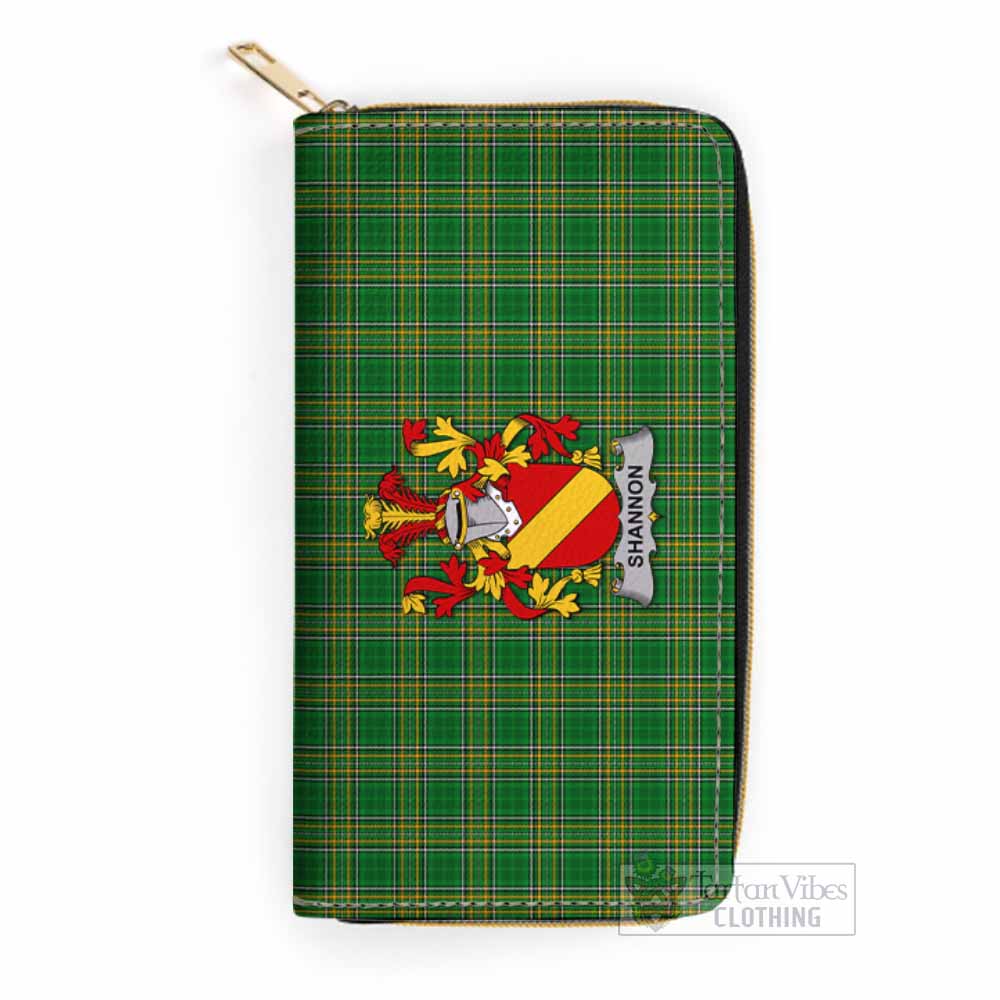 Tartan Vibes Clothing Shannon Irish Clan Tartan Women's Leather Wallet with Coat of Arms