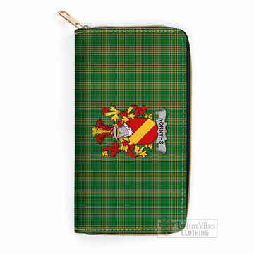 Shannon Irish Clan Tartan Women's Leather Wallet with Coat of Arms