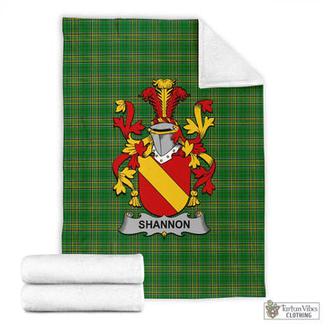 Tartan Vibes Clothing Shannon Irish Clan Tartan Blanket with Coat of Arms