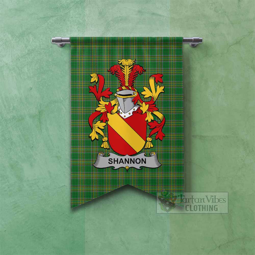 Tartan Vibes Clothing Shannon Irish Clan Tartan Gonfalon, Tartan Banner with Coat of Arms