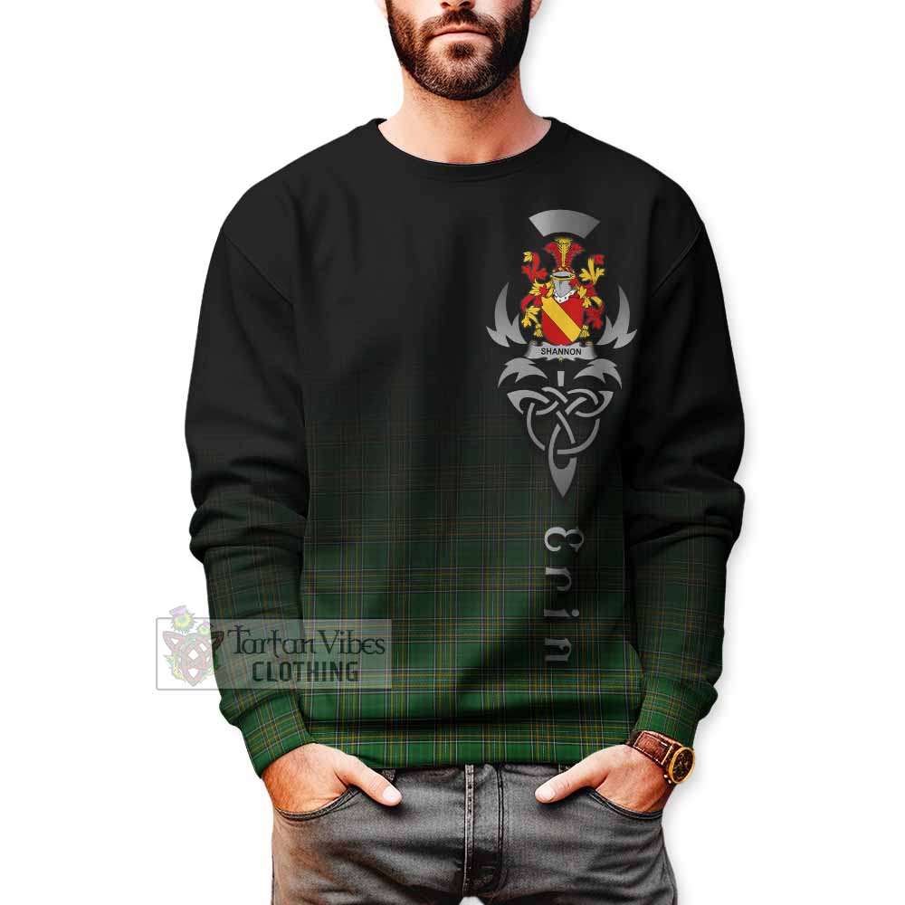 Tartan Vibes Clothing Shannon Irish Clan Sweatshirt with Coat of Arms Erin Go Bragh Celtic Inspired