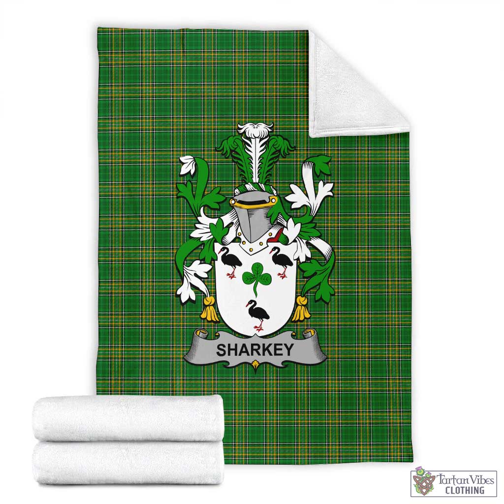 Sharkey Irish Clan Tartan Blanket with Coat of Arms X-Large 59 x 79 inches 150 x 200 cm - Tartan Vibes Clothing