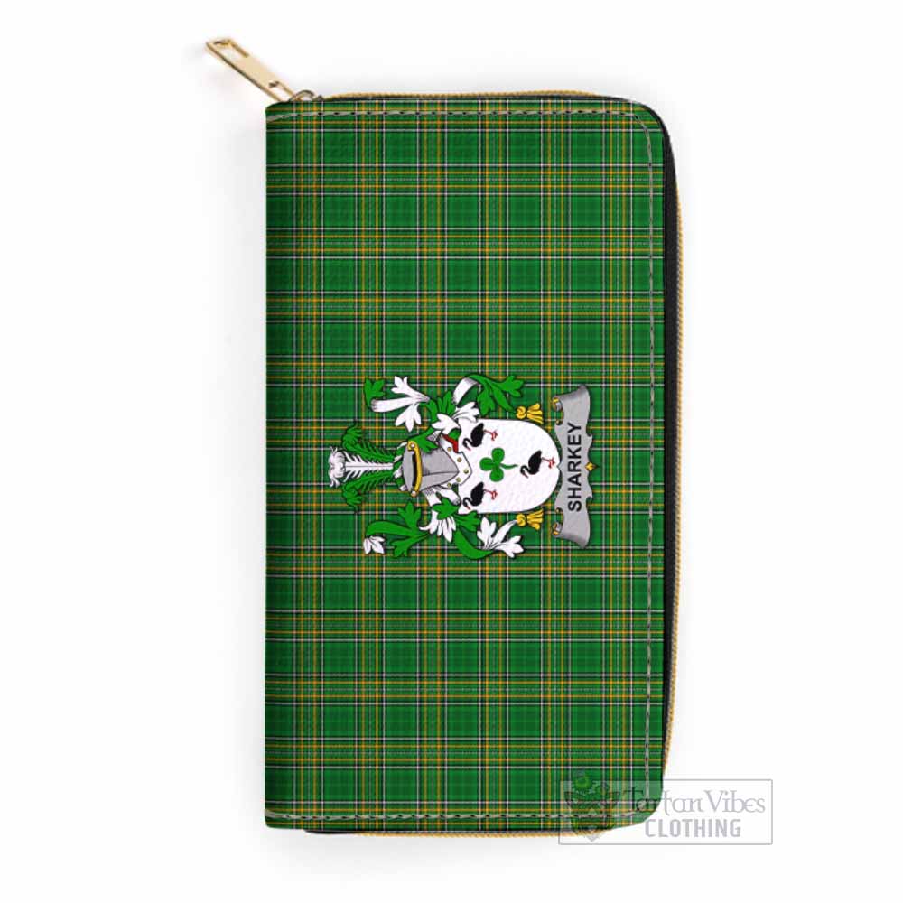 Sharkey Irish Clan Tartan Women's Leather Wallet with Coat of Arms One Size 19.7*10.5*3.5 cm - Tartan Vibes Clothing