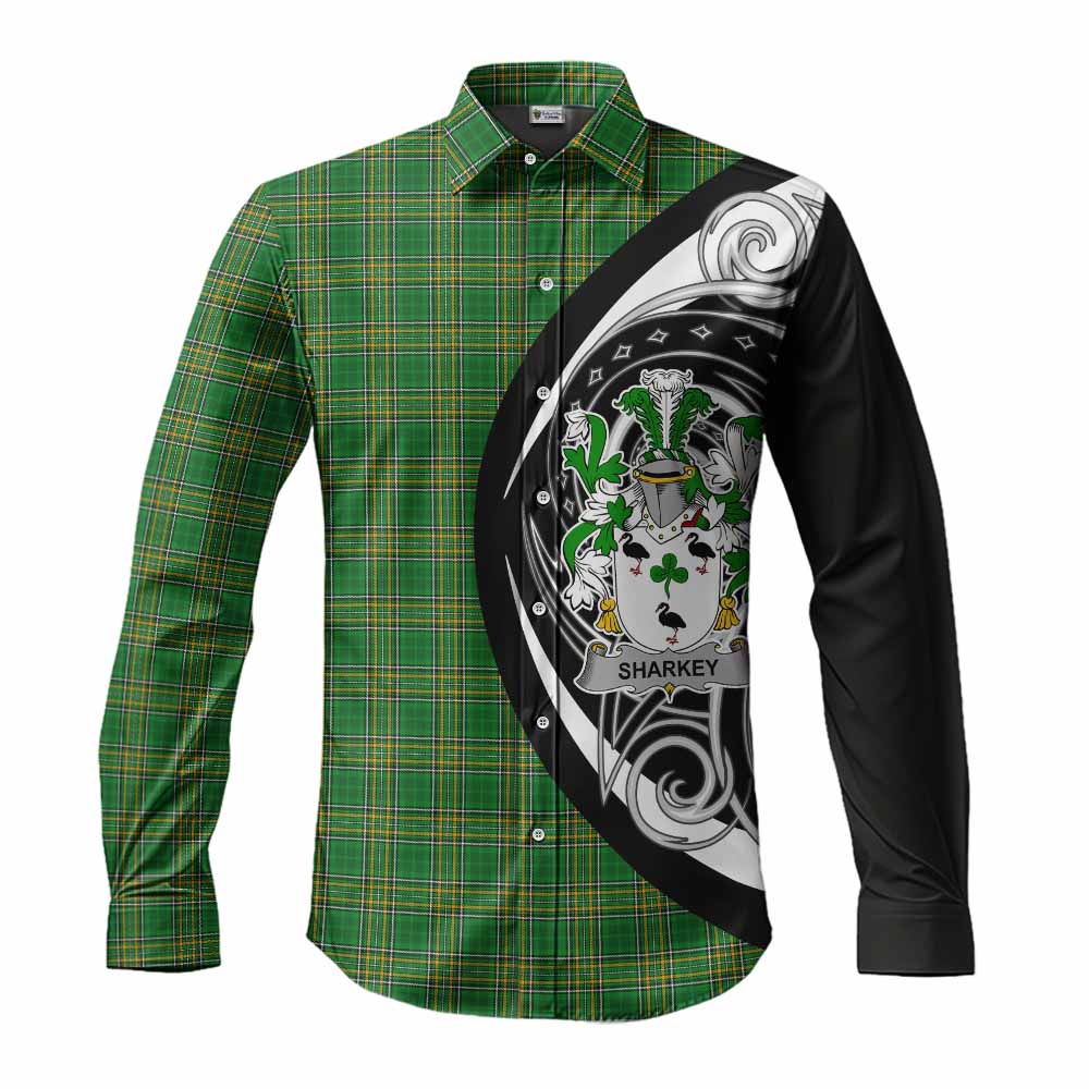 Sharkey Irish Clan Long Sleeve Button Shirt Celtic Circle Style Men's Shirt S - Tartan Vibes Clothing