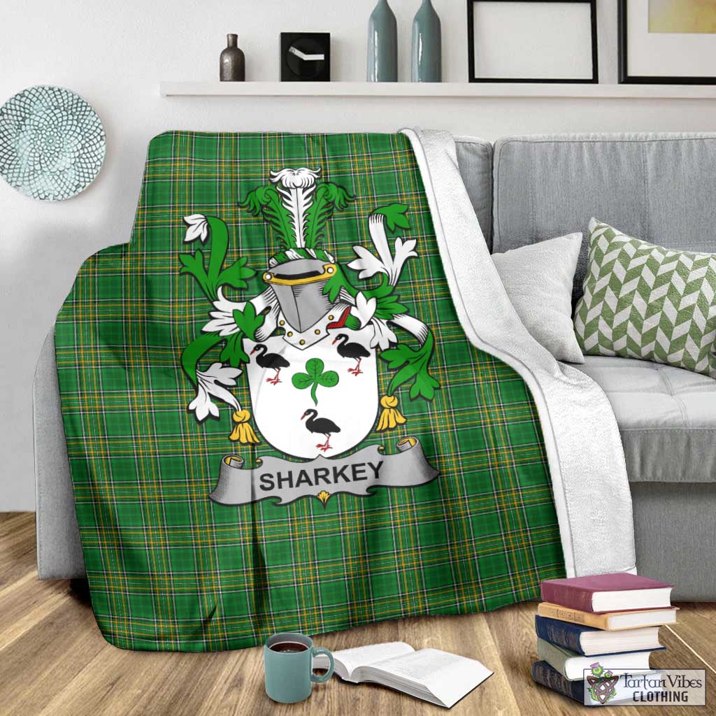 Sharkey Irish Clan Tartan Blanket with Coat of Arms - Tartan Vibes Clothing