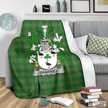 Tartan Vibes Clothing Sharkey Irish Clan Tartan Blanket with Coat of Arms