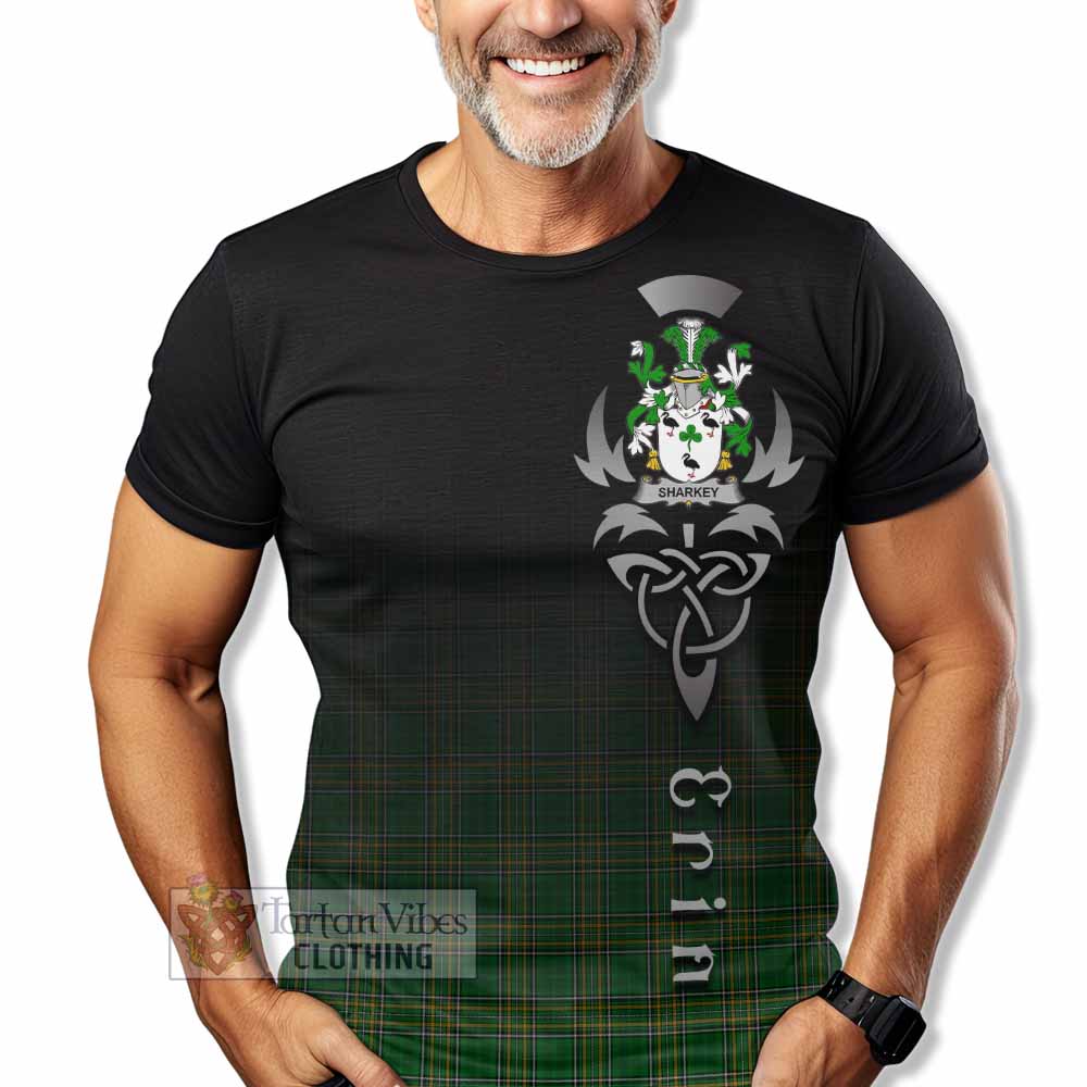 Sharkey Irish Clan T-Shirt with Coat of Arms Erin Go Bragh Celtic Inspired - Tartan Vibes Clothing
