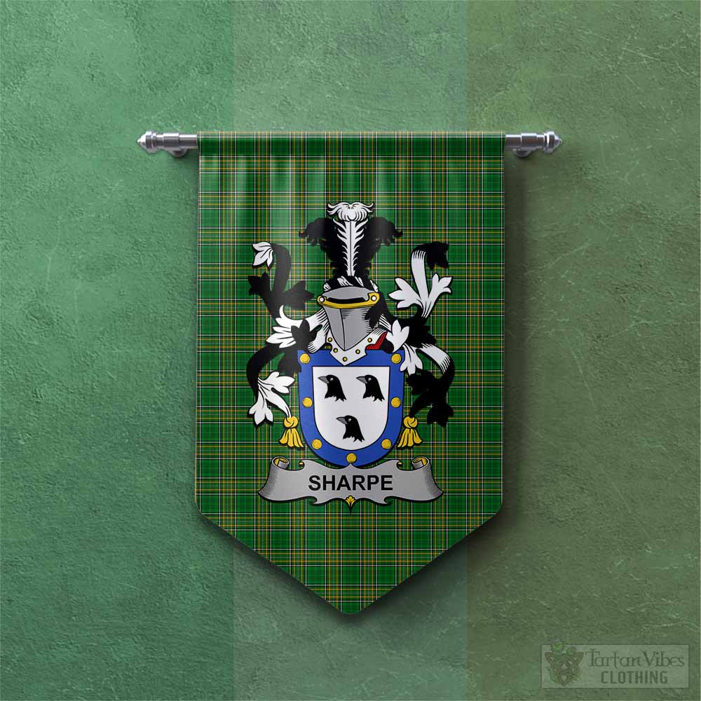 Tartan Vibes Clothing Sharpe Irish Clan Tartan Gonfalon, Tartan Banner with Coat of Arms