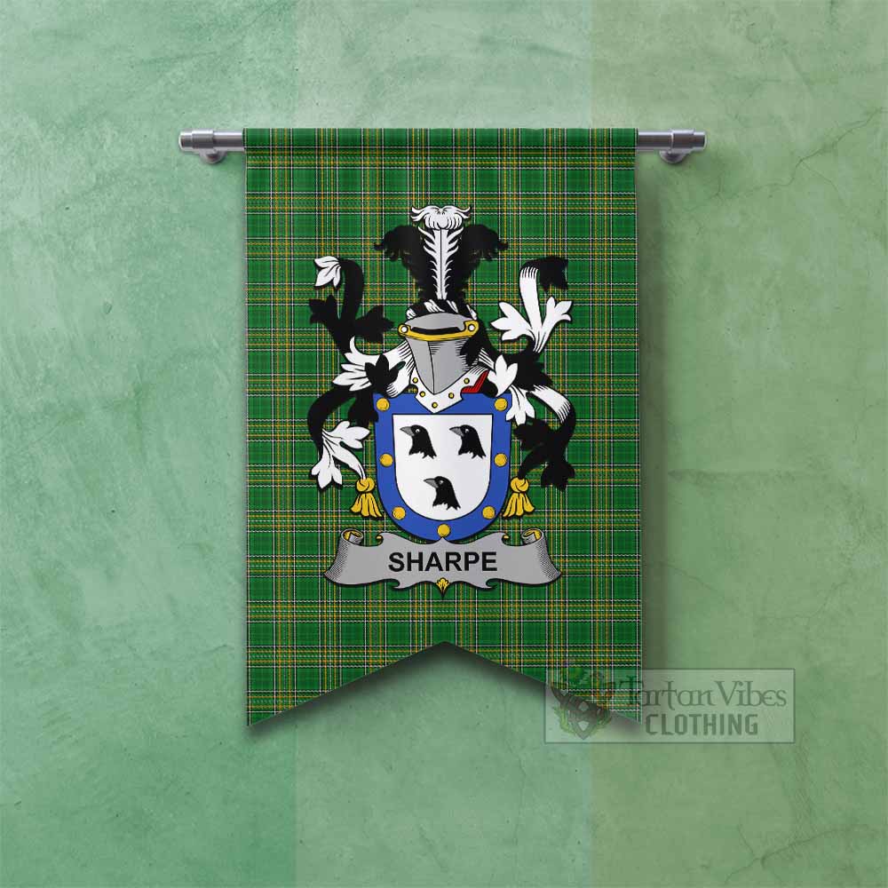 Tartan Vibes Clothing Sharpe Irish Clan Tartan Gonfalon, Tartan Banner with Coat of Arms