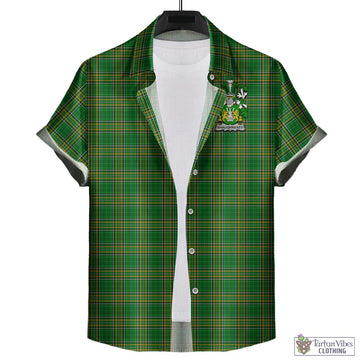 Shaughnessy Irish Clan Tartan Hawaiian Shirt with Coat of Arms - Tartan Vibes Clothing