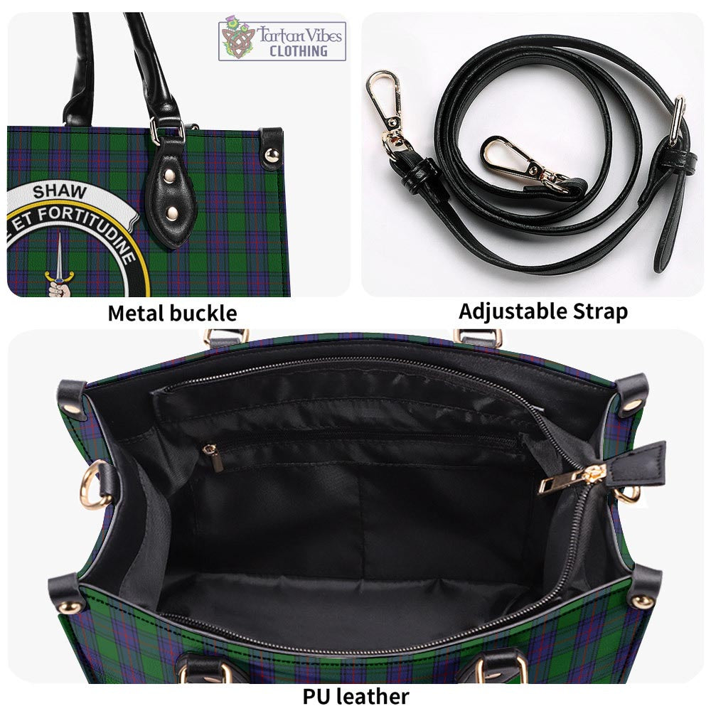Tartan Vibes Clothing Shaw Tartan Luxury Leather Handbags with Family Crest