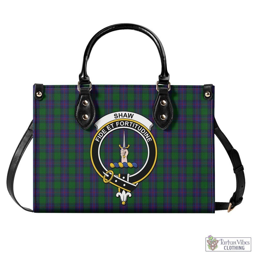 Tartan Vibes Clothing Shaw Tartan Luxury Leather Handbags with Family Crest