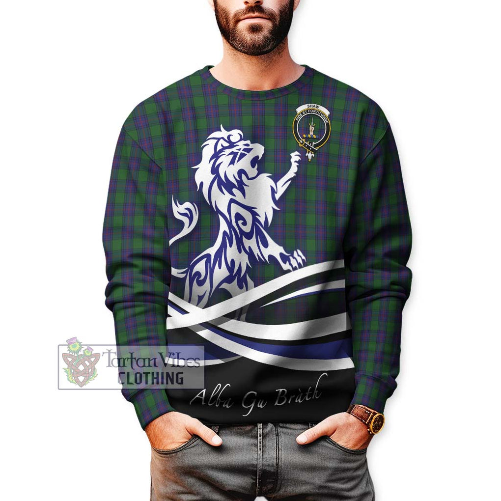 Shaw Tartan Sweatshirt with Alba Gu Brath Regal Lion Emblem Unisex - Tartanvibesclothing Shop