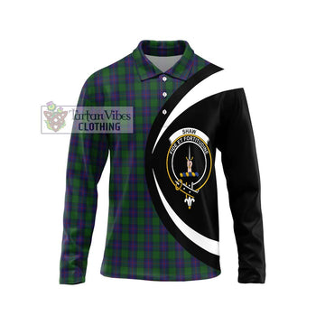 Shaw Tartan Long Sleeve Polo Shirt with Family Crest Circle Style Unisex - Tartan Vibes Clothing