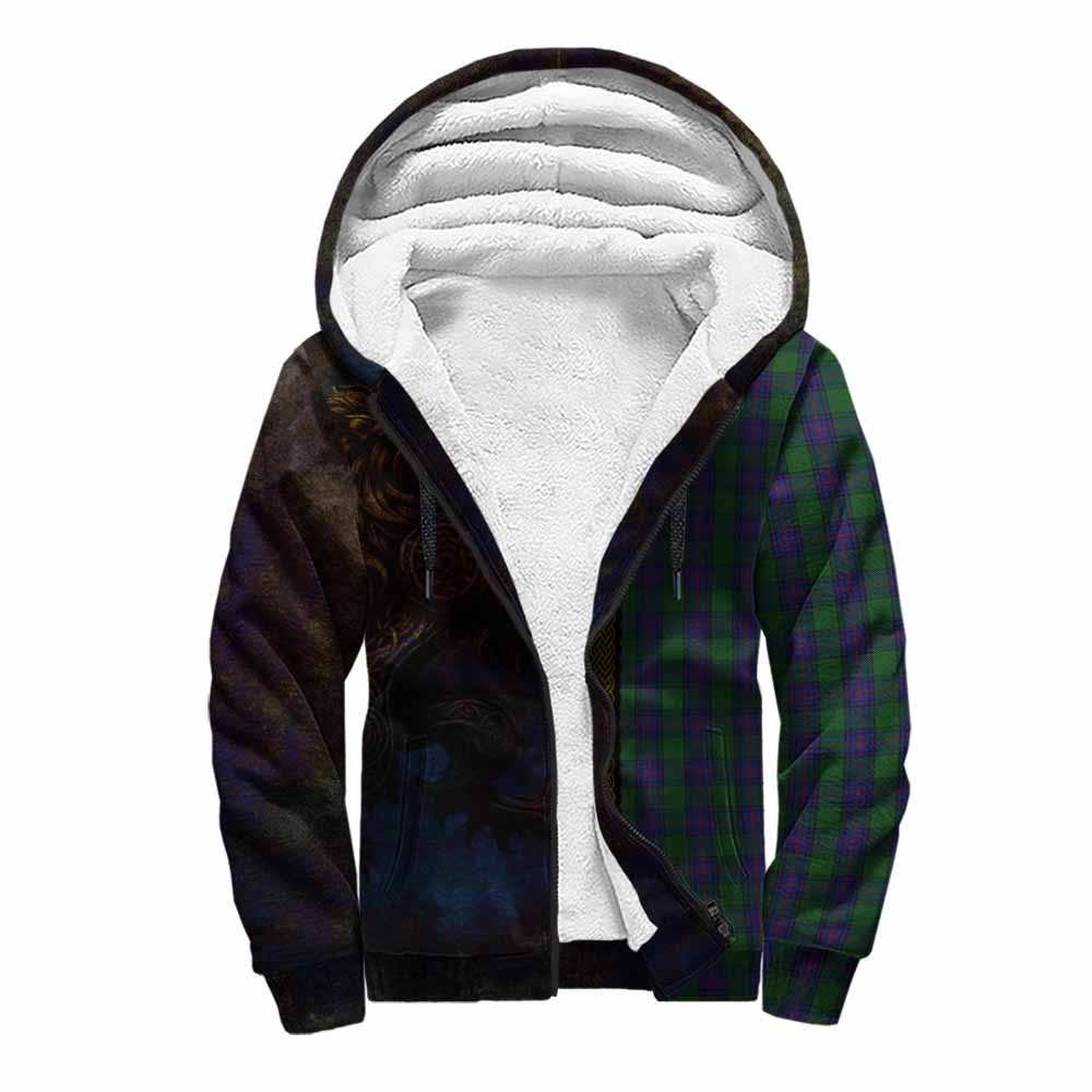 Tartan Vibes Clothing Shaw Tartan Family Crest Sherpa Hoodie Alba Gu Brath Be Brave Lion Ancient Style