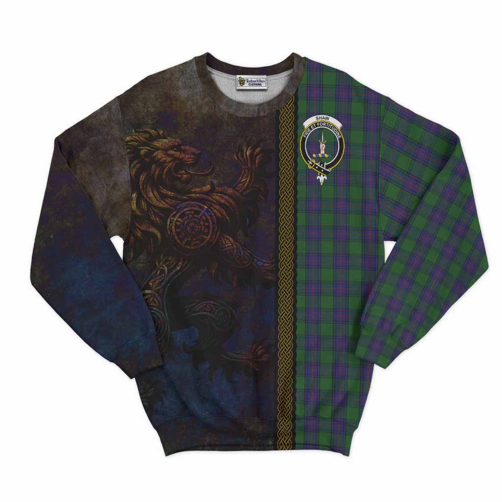 Tartan Vibes Clothing Shaw Tartan Family Crest Sweatshirt Alba Gu Brath Be Brave Lion Ancient Style