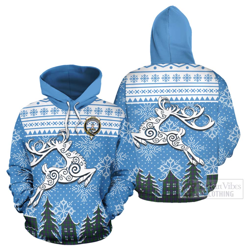 Tartan Vibes Clothing Shaw Clan Christmas Hoodie Celtic Reindeer Style