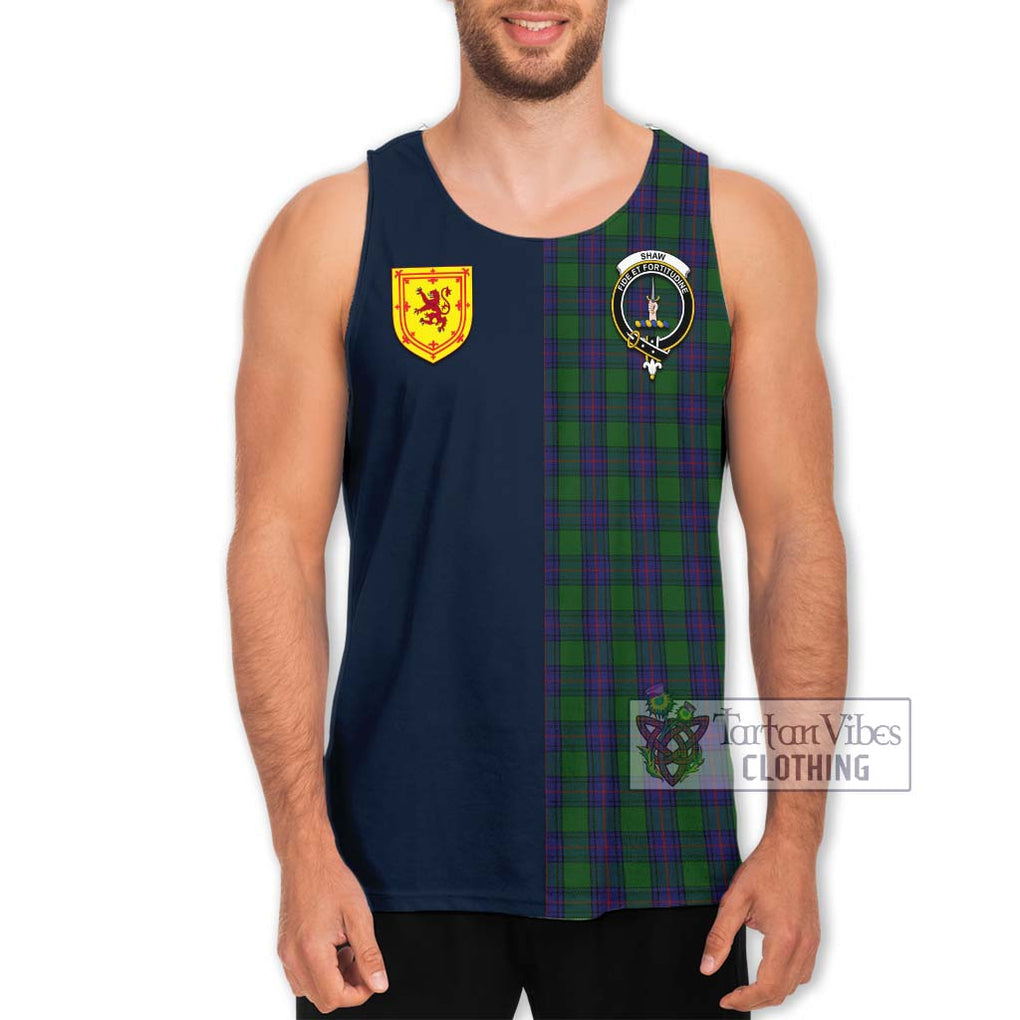 Tartan Vibes Clothing Shaw Tartan Men's Tank Top with Scottish Lion Royal Arm Half Style