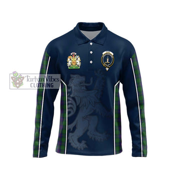 Shaw Tartan Long Sleeve Polo Shirt with Family Crest and Lion Rampant Vibes Sport Style Unisex - Tartan Vibes Clothing