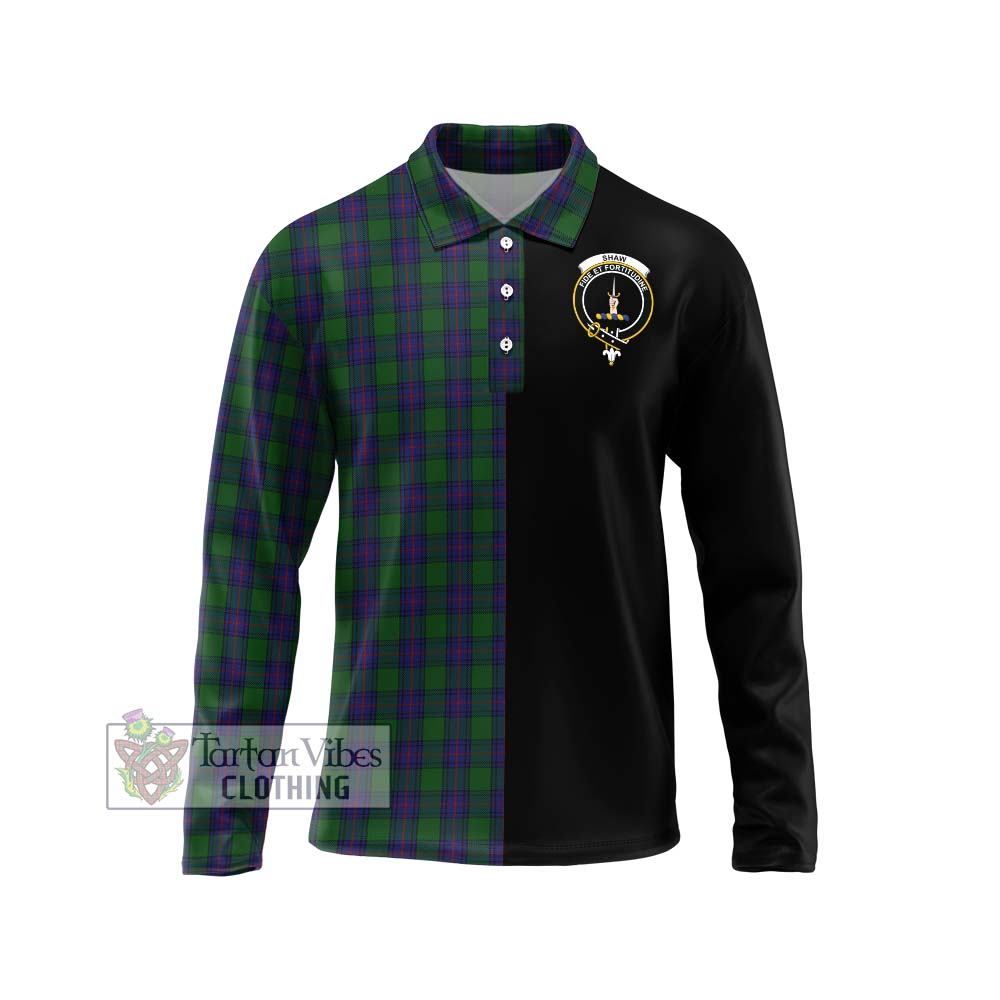Shaw Tartan Long Sleeve Polo Shirt with Family Crest and Half Of Me Style Unisex - Tartanvibesclothing Shop