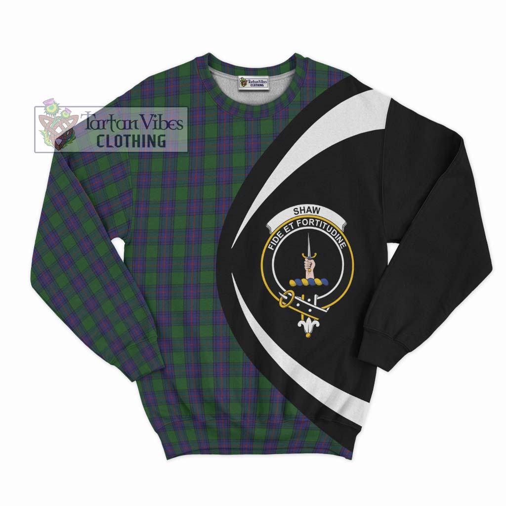 Shaw Tartan Sweatshirt with Family Crest Circle Style Unisex - Tartan Vibes Clothing