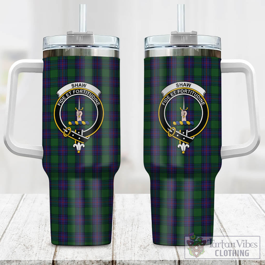 Tartan Vibes Clothing Shaw Tartan and Family Crest Tumbler with Handle