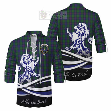 Tartan Vibes Clothing Shaw Tartan Ghillie Kilt Shirt with Alba Gu Brath Regal Lion Emblem