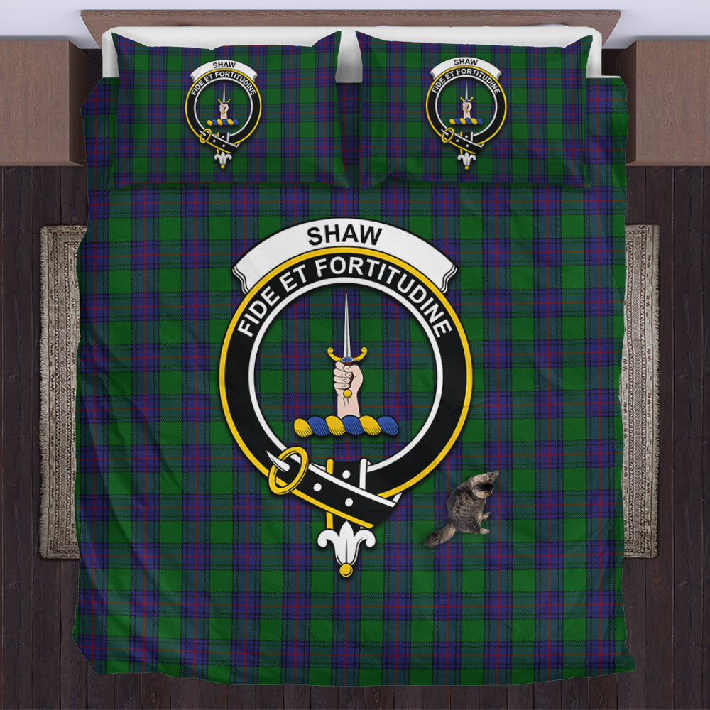Shaw Tartan Bedding Set with Family Crest US Bedding Set - Tartan Vibes Clothing