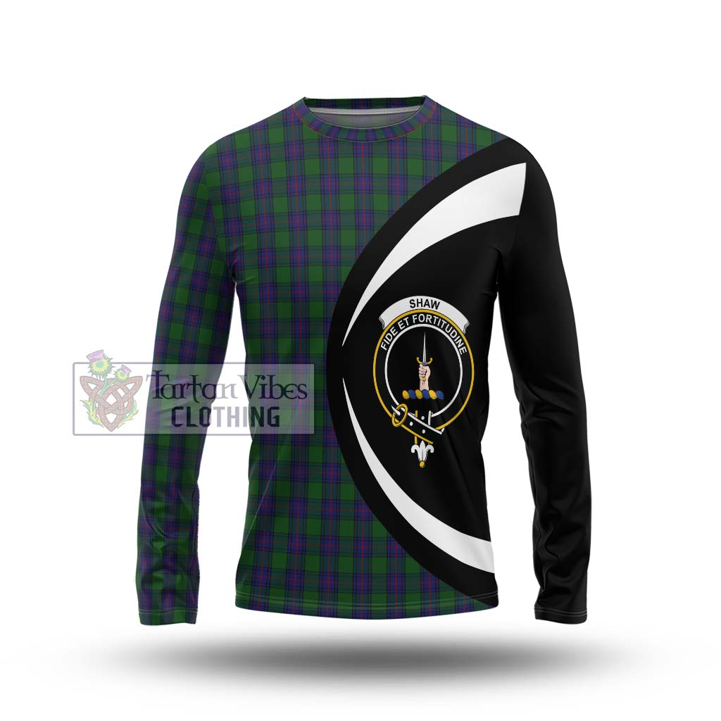 Shaw Tartan Long Sleeve T-Shirt with Family Crest Circle Style Unisex - Tartan Vibes Clothing