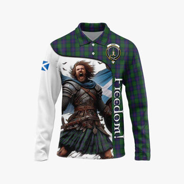Tartan Vibes Clothing Shaw Crest Tartan Long Sleeve Polo Shirt Inspired by the Freedom of Scottish Warrior