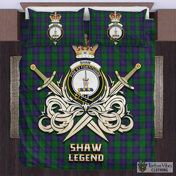 Shaw Tartan Bedding Set with Clan Crest and the Golden Sword of Courageous Legacy