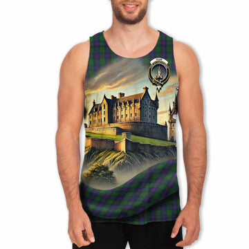 Tartan Vibes Clothing Shaw Tartan Family Crest Men's Tank Top with Scottish Ancient Castle Style