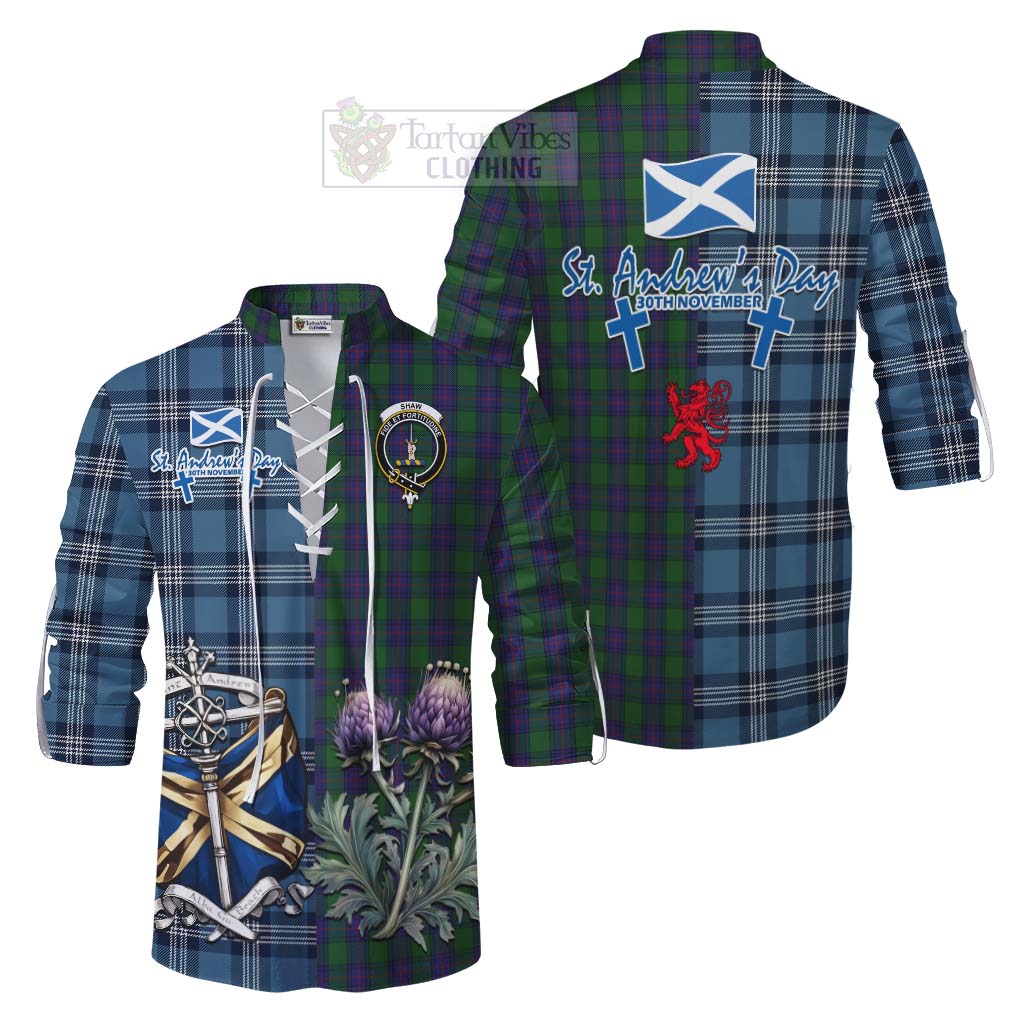 Tartan Vibes Clothing Shaw Tartan Ghillie Kilt Shirt Happy St. Andrew's Day Half Tartan Style