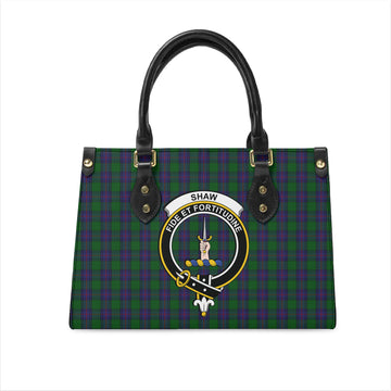 Shaw Tartan Leather Bag with Family Crest