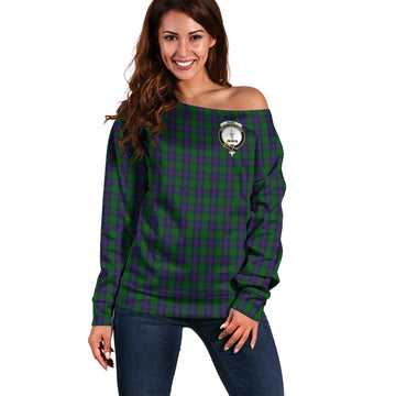 Shaw Tartan Off Shoulder Women Sweater with Family Crest Women - Tartanvibesclothing Shop